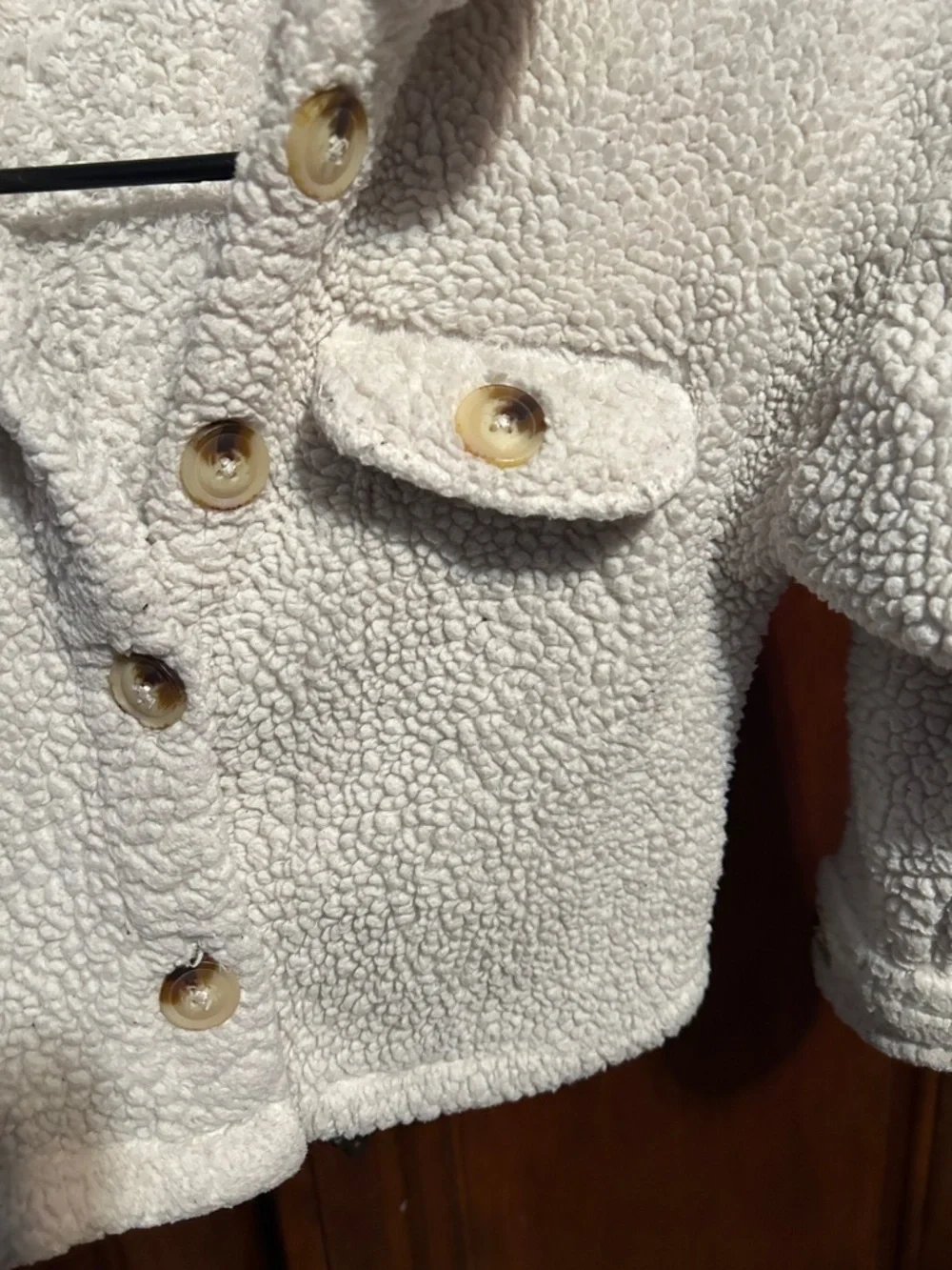 Wonder Nation Cream Sherpa Button-Up Jacket for Kids